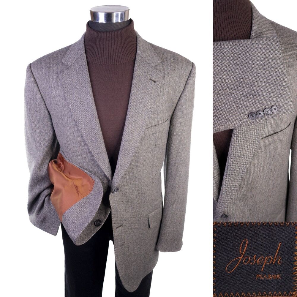 Joseph A Bank Blazer Sport Coat Sz 46R Wool Beige Two Button Jacket
